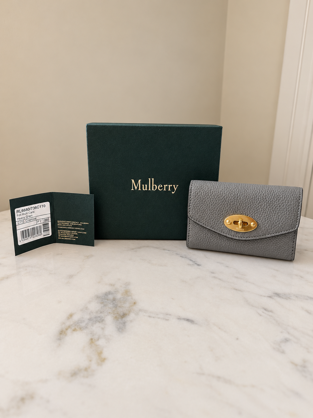 Mulberry multi fold darley wallet grey New with cosmetic defect 