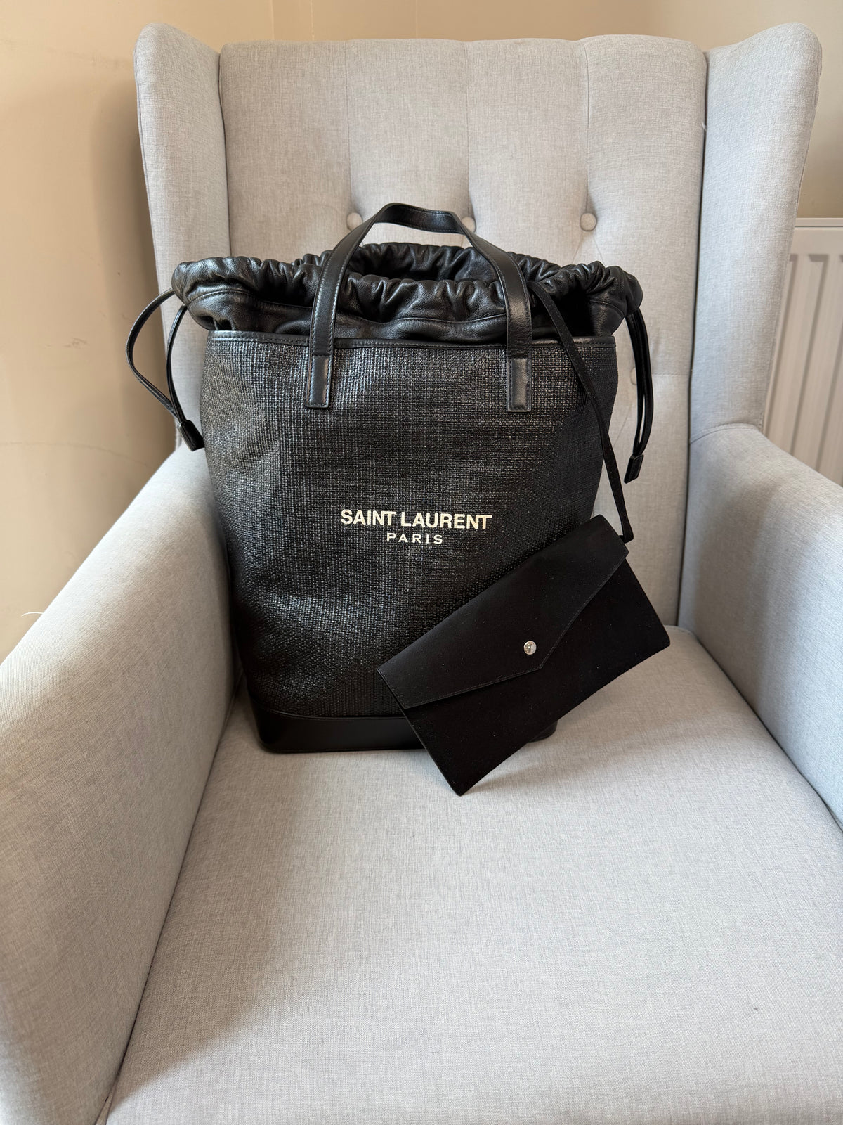 Saint Laurent Teddy Bucket Bag – Black – Very Good Pre-Owned Condition