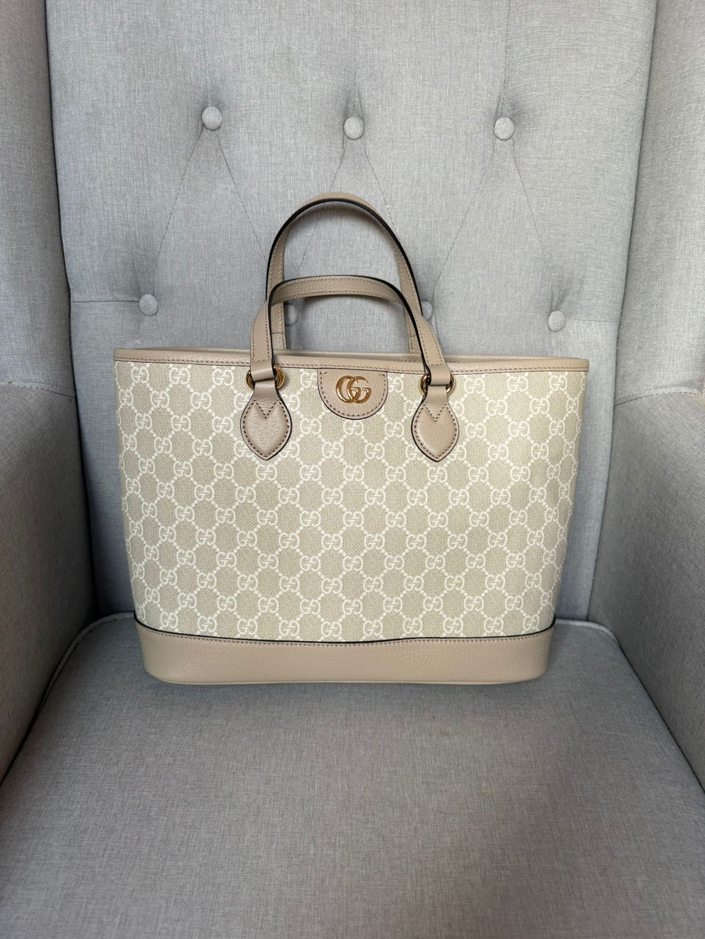 Gucci Ophidia Small Tote Bag – Beige and  Cream – Brand New