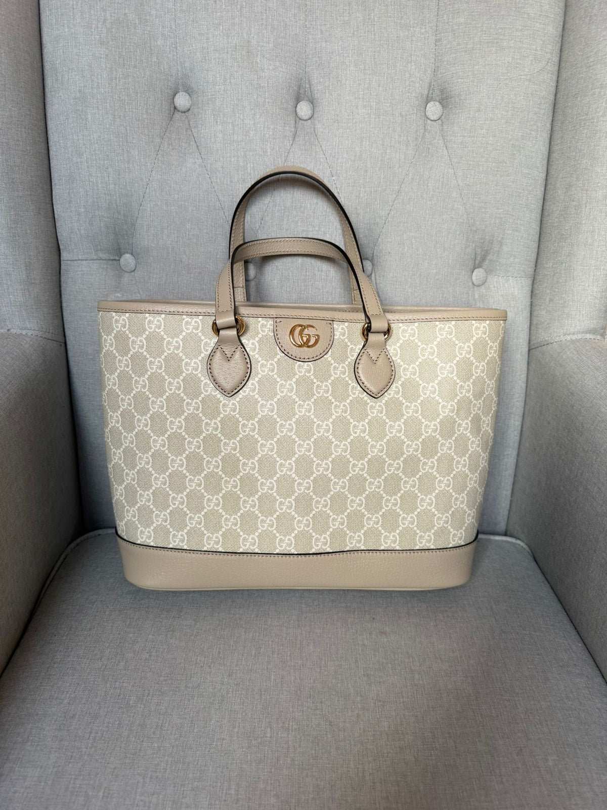 Gucci Ophidia Small Tote Bag – Beige and  Cream – Brand New