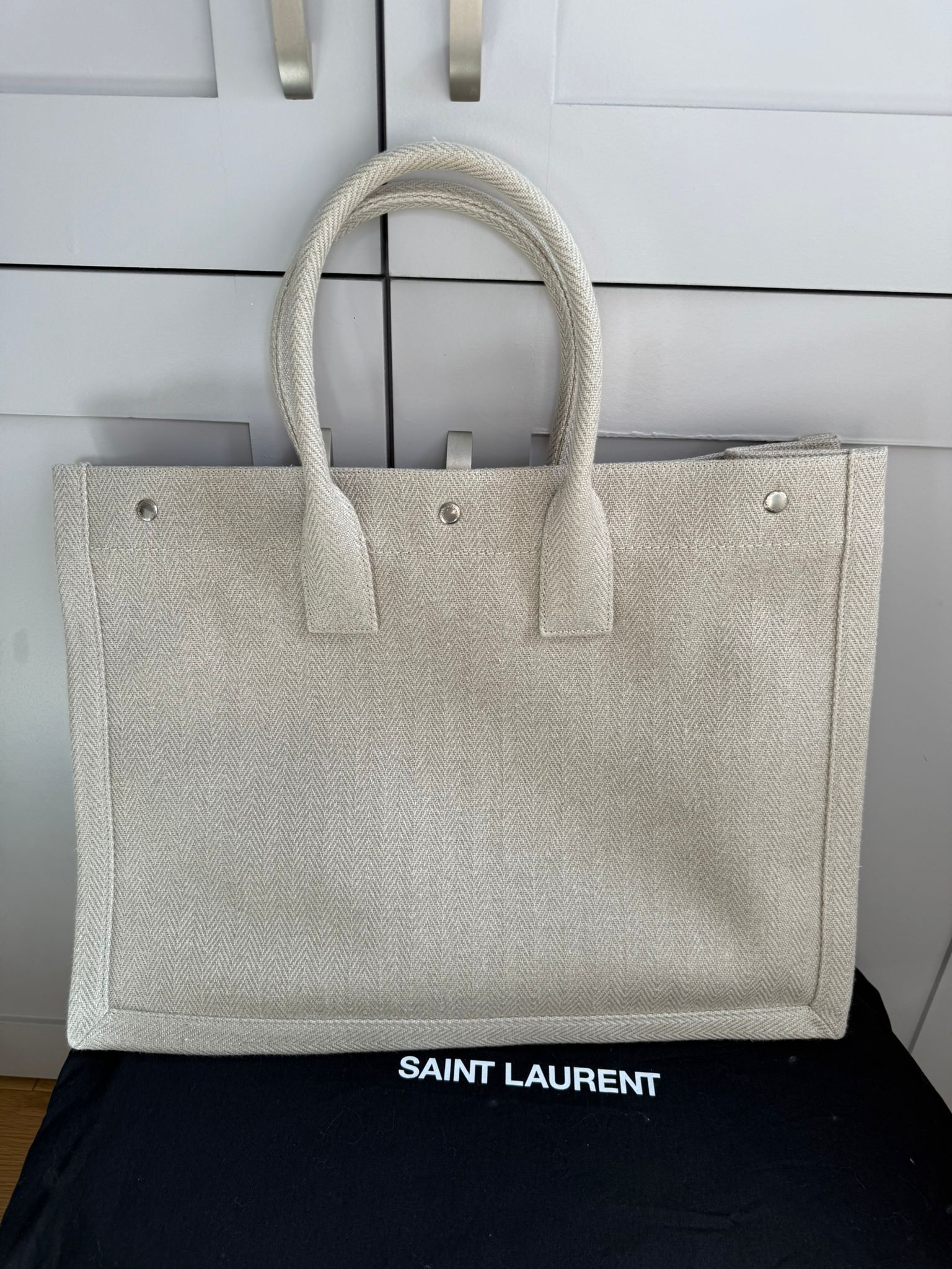 New Saint Laurent Rive Gauche Canvas Tote Bag