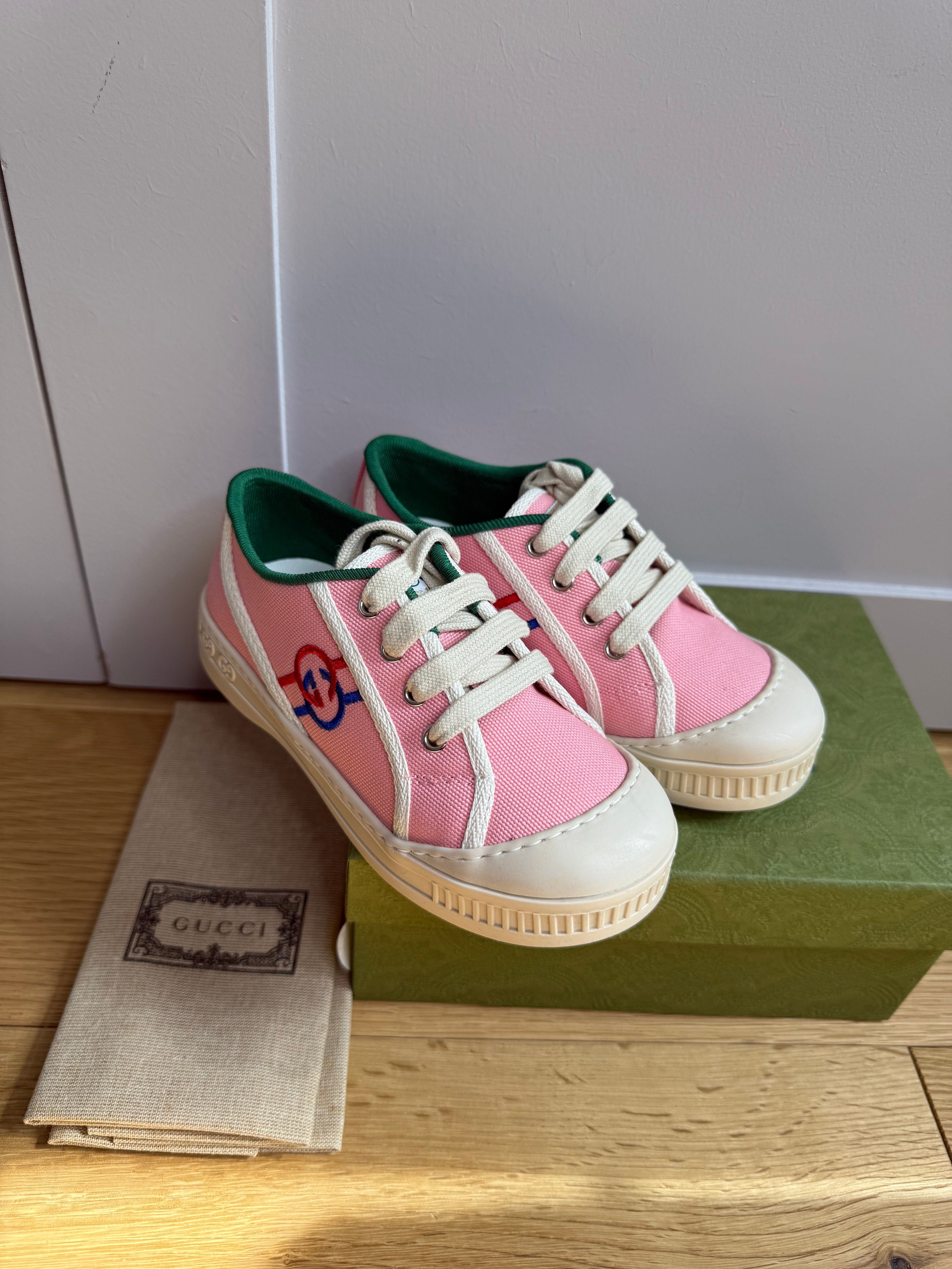 Gucci kids canvas pink trainers 
