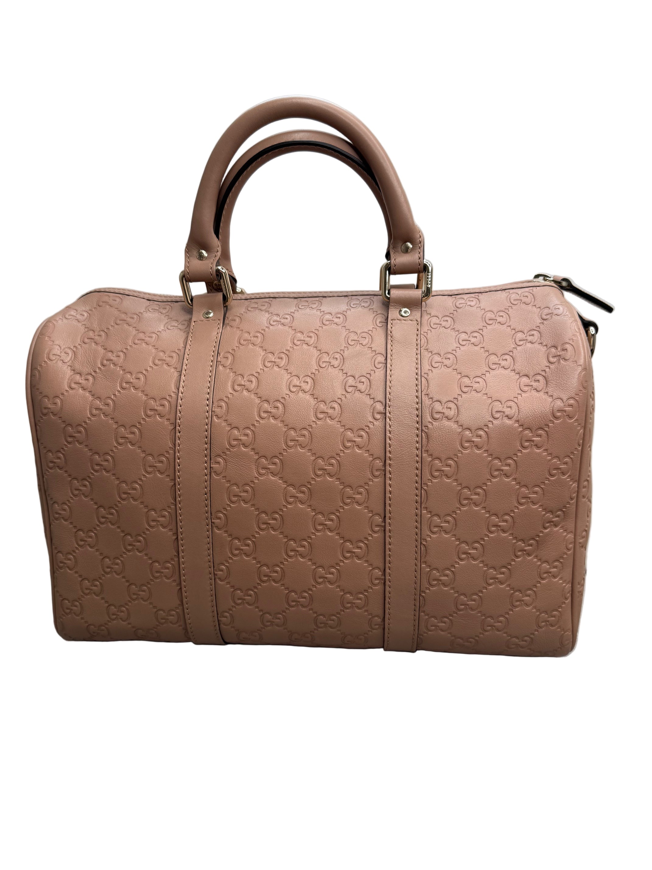 Gucci Guccissima Leather Boston Bag Nude Pink