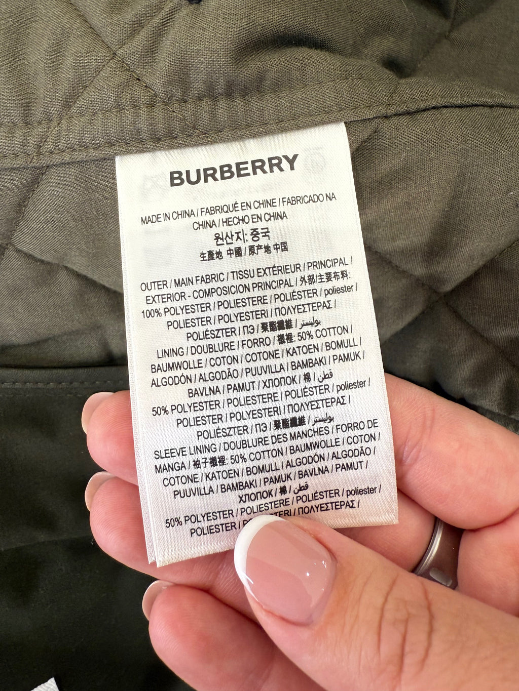 Burberry Quilted Jacket Olive Green