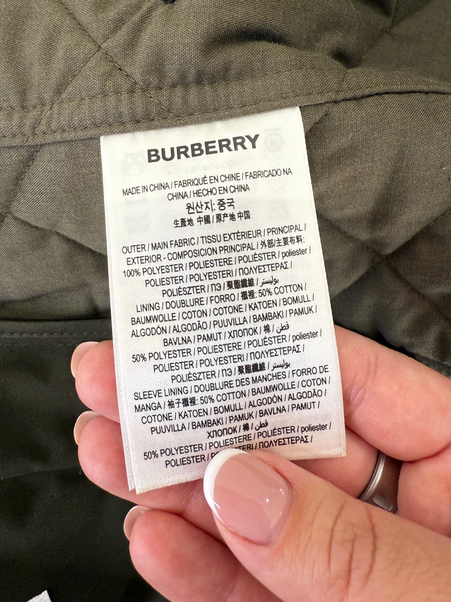 Burberry Quilted Jacket Olive Green