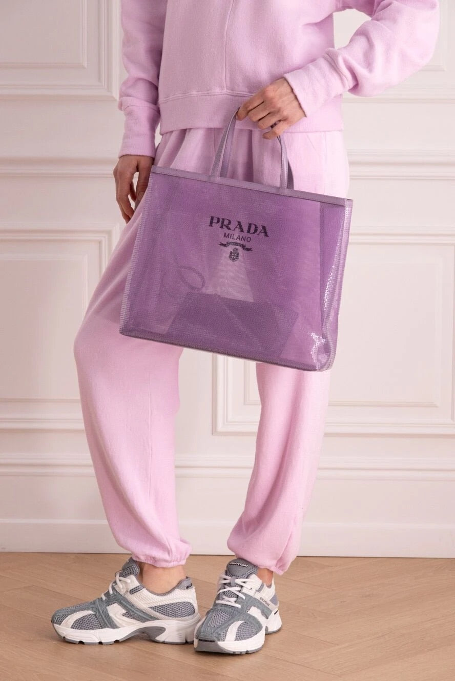 New Prada Sequin Mesh Tote bag in purple
