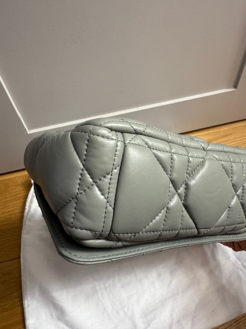 Christian Dior Calfskin Macrocannage Small Caro Bag in iron grey with gunmetal hardwear&nbsp;