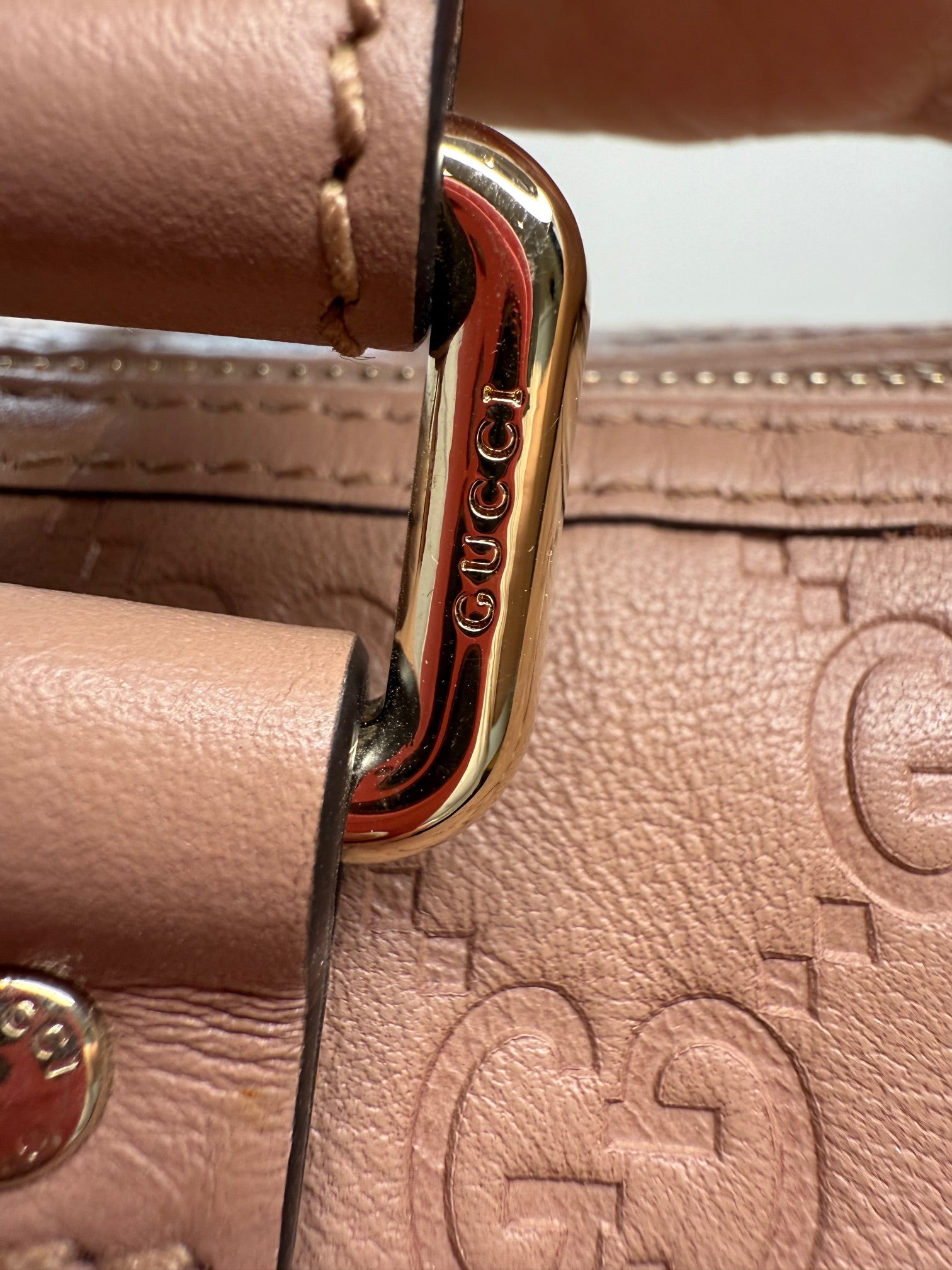 Gucci Guccissima Leather Boston Bag Nude Pink