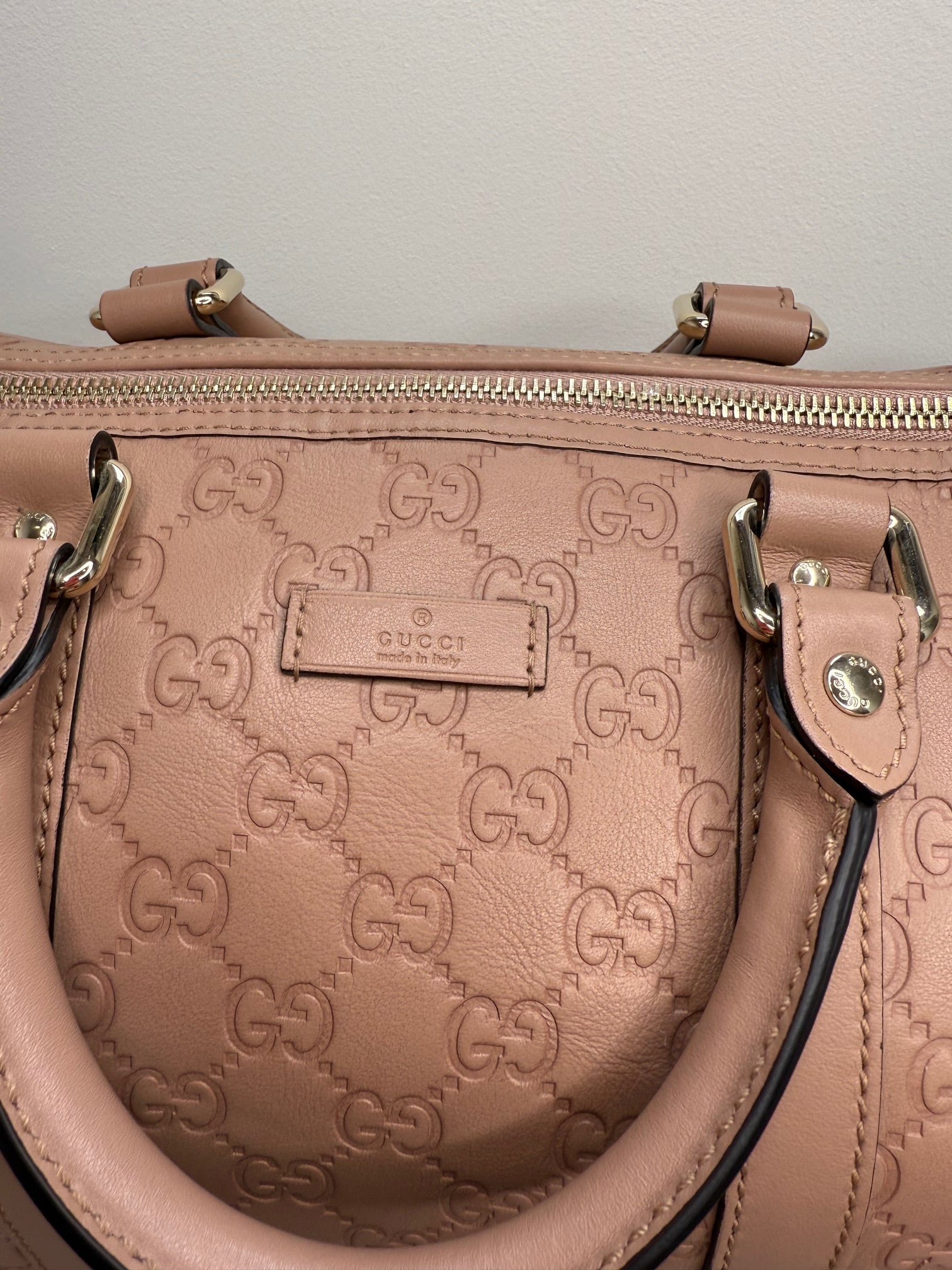 Gucci Guccissima Leather Boston Bag Nude Pink