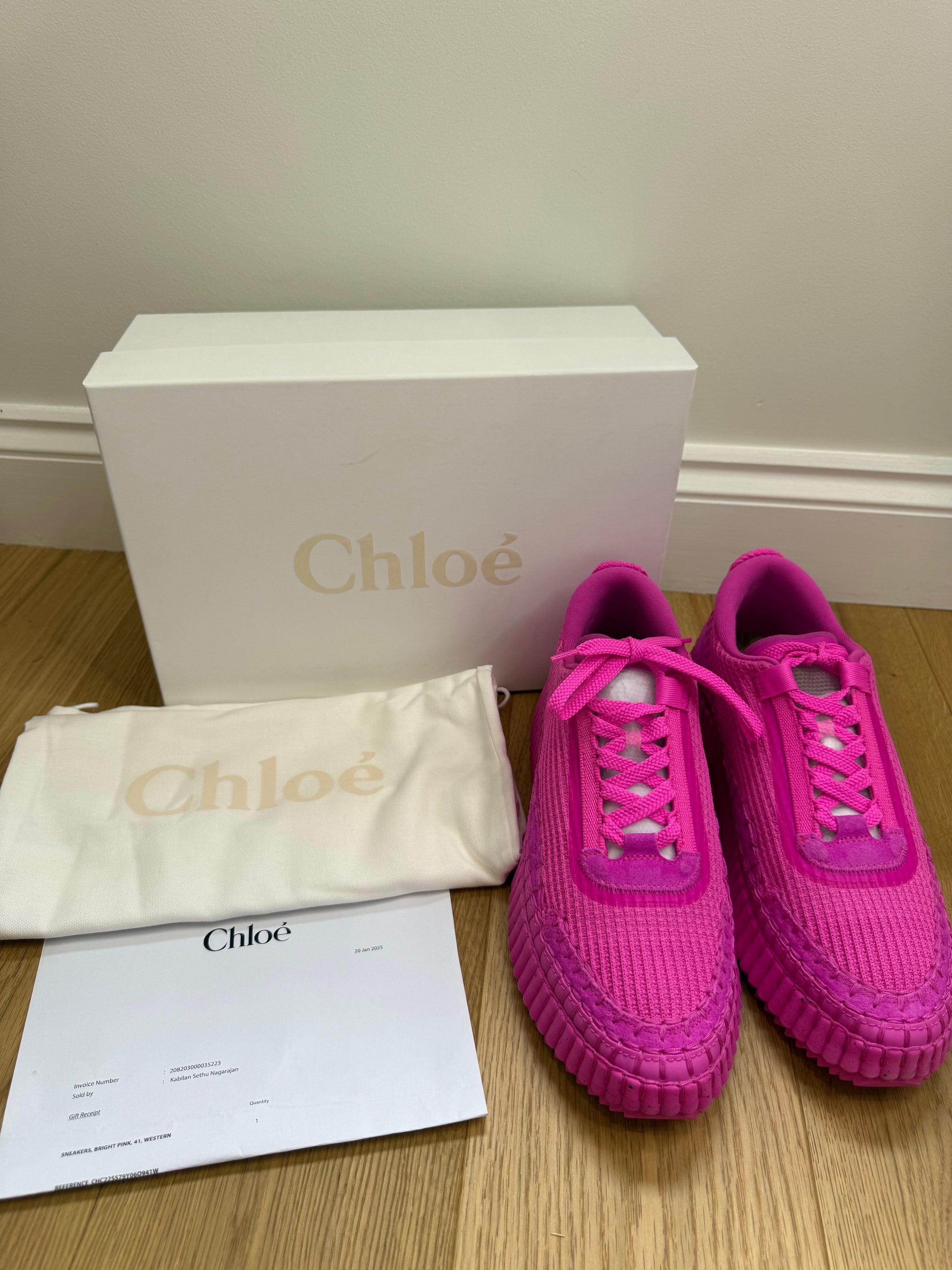 New Chloé Nama Sneakers – Hot Pink Trainers
