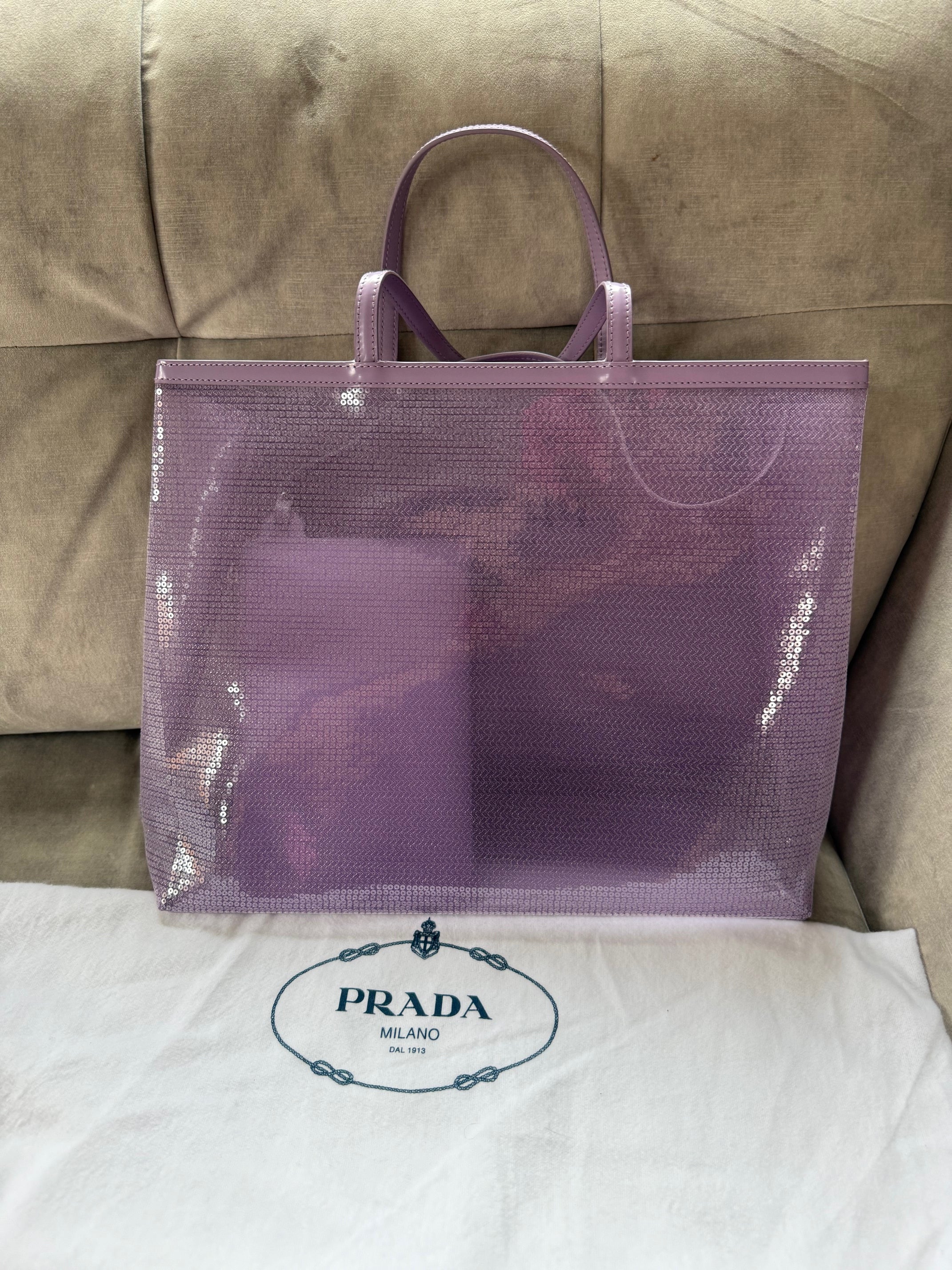 New Prada Sequin Mesh Tote bag in purple