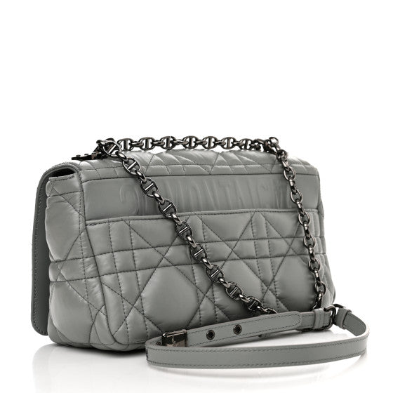 Christian Dior Calfskin Macrocannage Small Caro Bag in iron grey with gunmetal hardwear&nbsp;