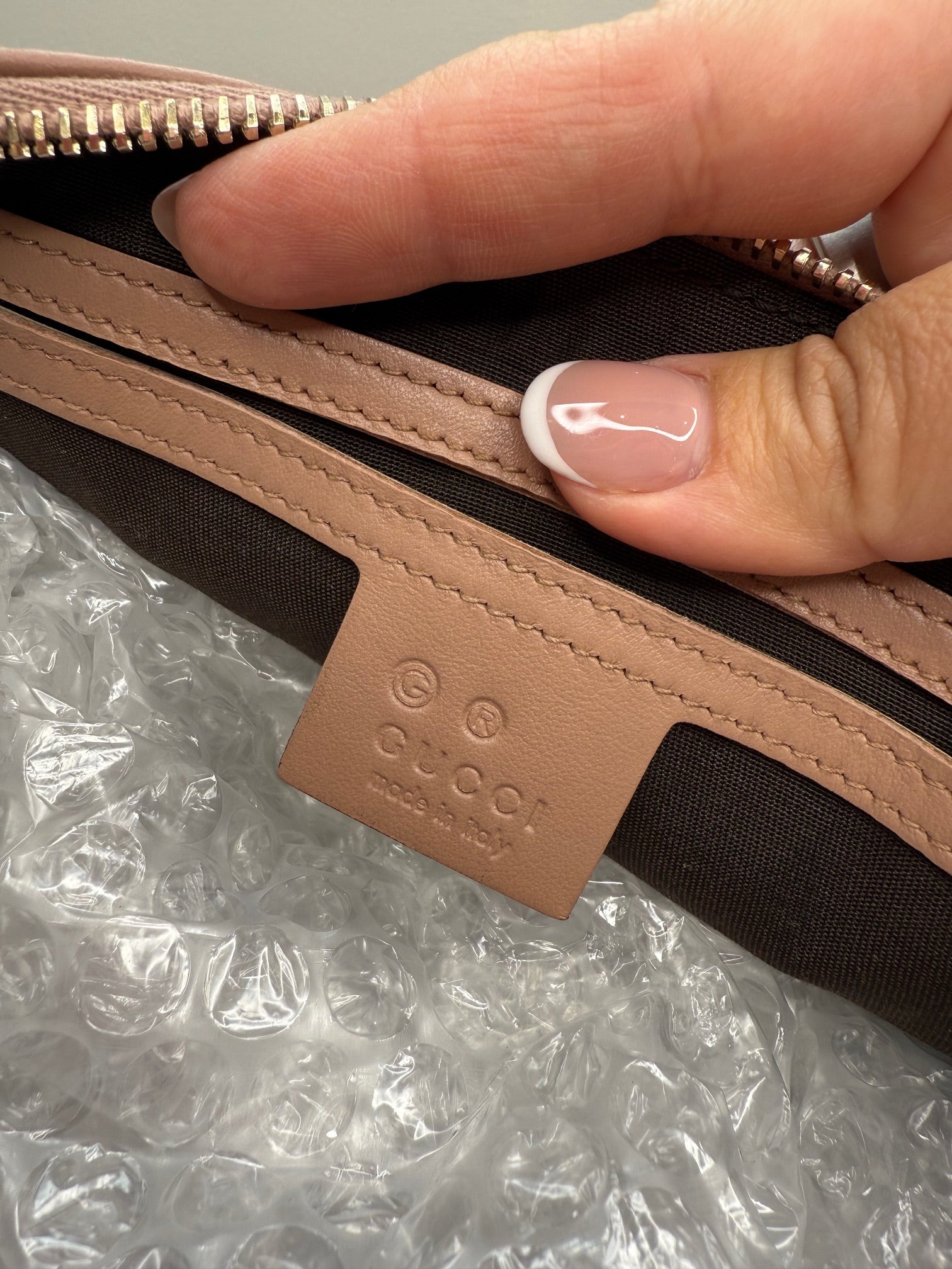 Gucci Guccissima Leather Boston Bag Nude Pink
