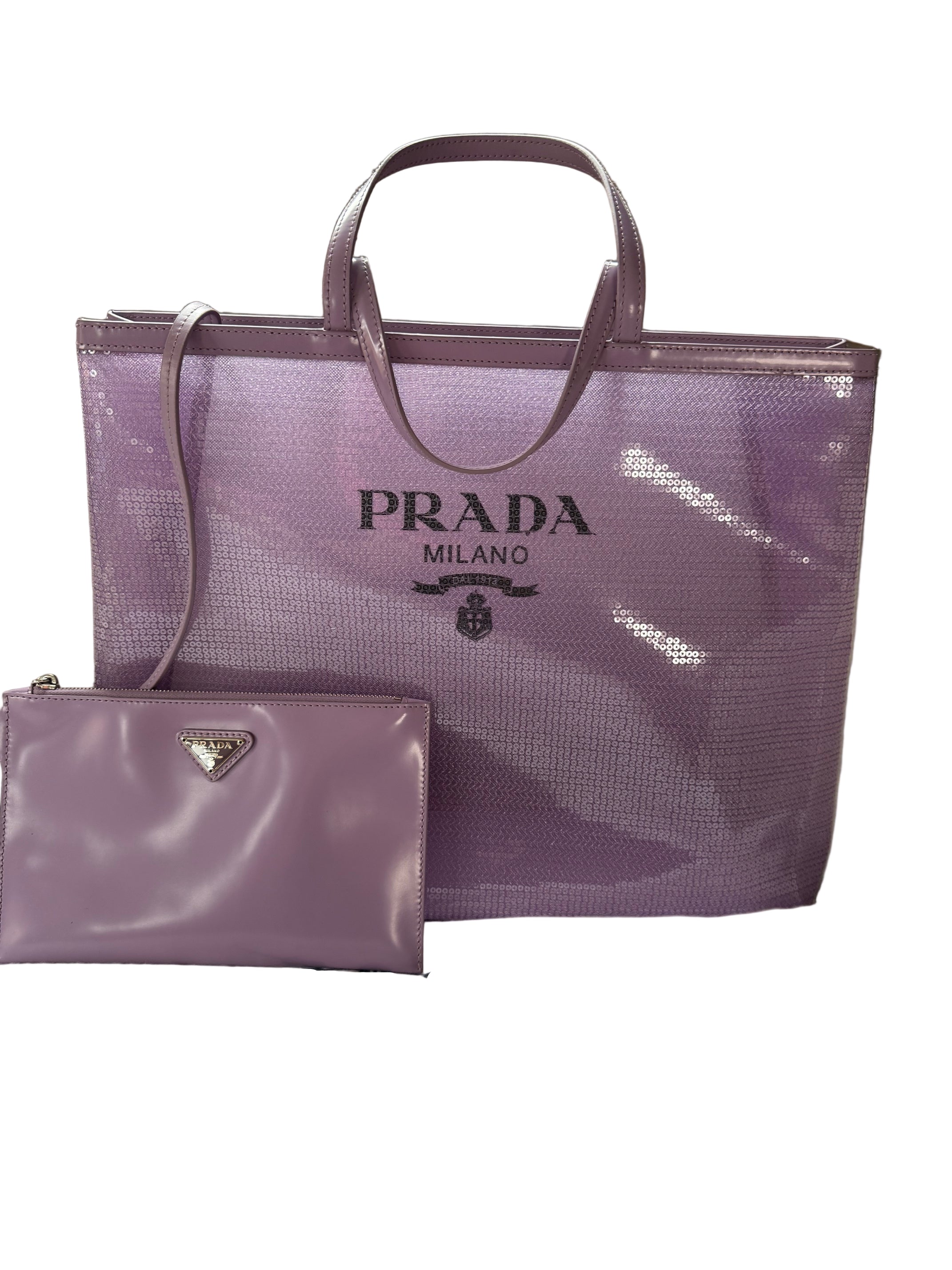 New Prada Sequin Mesh Tote bag in purple