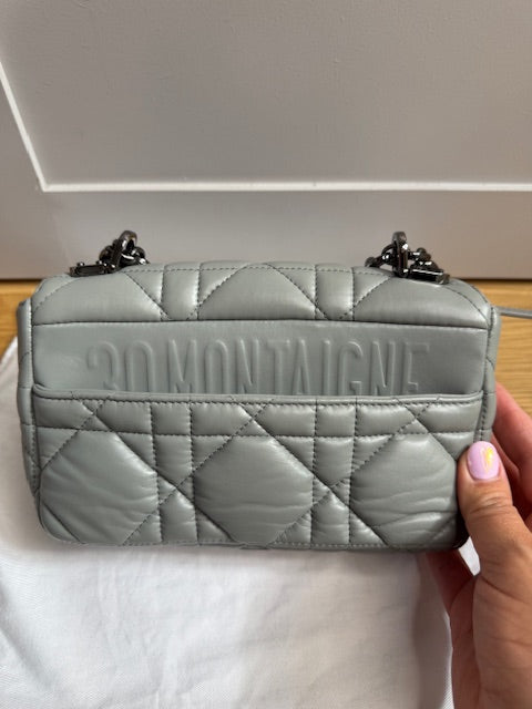 Christian Dior Calfskin Macrocannage Small Caro Bag in iron grey with gunmetal hardwear&nbsp;