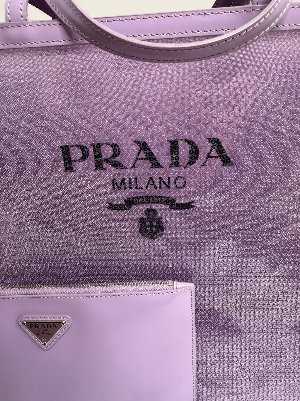 New Prada Sequin Mesh Tote bag in purple