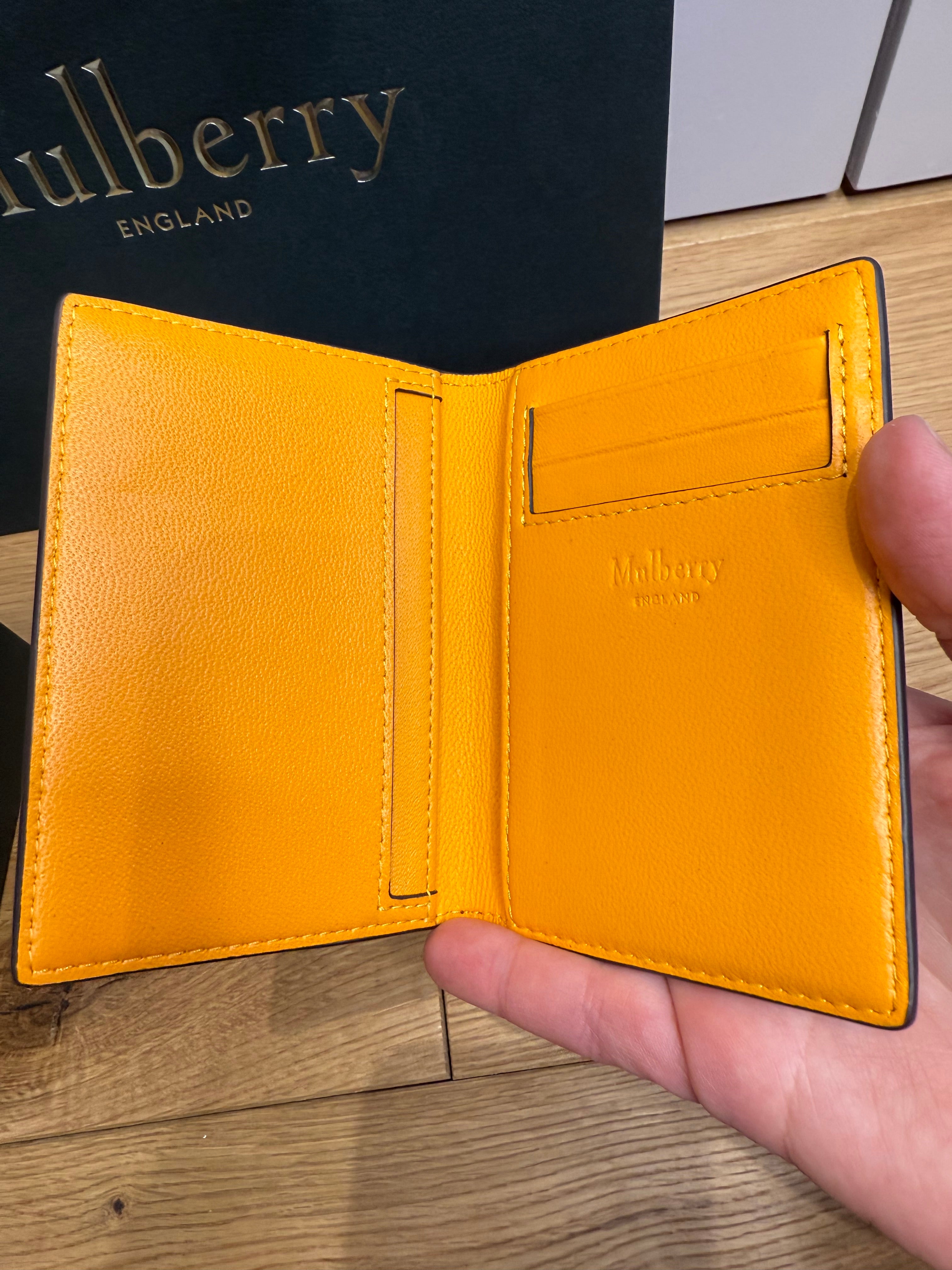 Mulberry mens chestnut brown leather card holder wallet interior deep amber